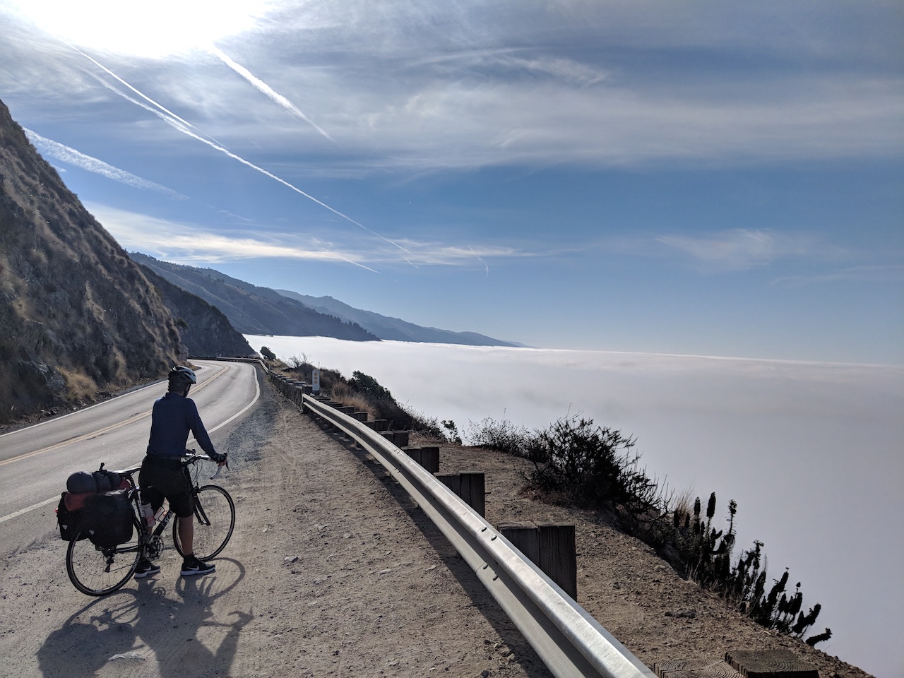 Dad looking at an overcast over the Big Sur coastline